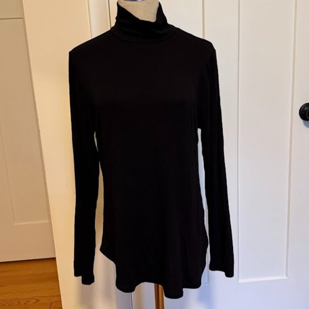 Mock Neck Black Knit Shirt